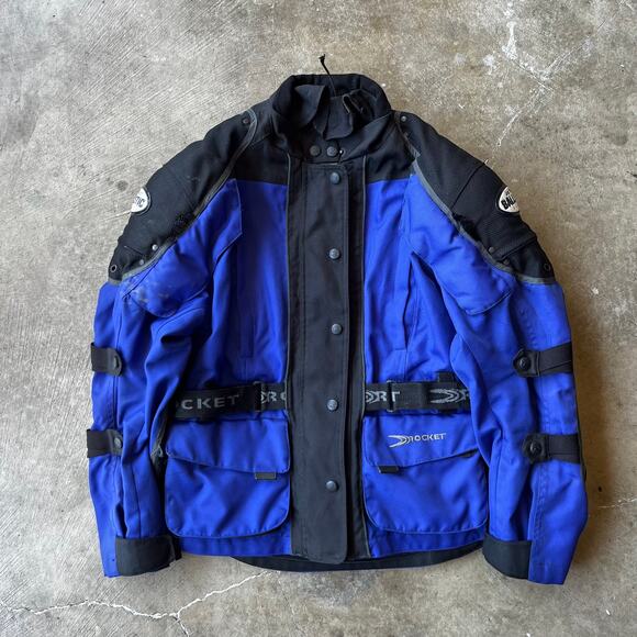 VINTAGE JOE ROCKET MOTORYCLE JACKET ARMORED PADDED MENS MEDIUM RIDING MOTO BLUE - Picture 1 of 5